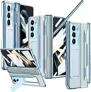 [NINKI] for Samsung Galaxy Z Fold 6 Case with S Pen Holder & S Pen,Built-in Screen Protector Galaxy Fold6 Phone Stand Hinge Cover for Samsung Z Fold 6 Case with Kickstand - Blue