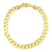 14K Yellow Gold Solid Mens/Women 7mm Cuban Curb Chain Link Bracelet 7"