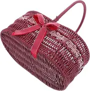 JECOMPRIS Handmade Woven Flower Basket with Handle Rustic Flower Arrangement Holder for Home Office and Wedding Decorations Portable Storage for Creative Floral Displays
