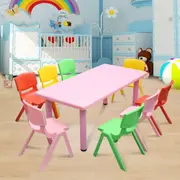 120x60cm Kid's Adjustable Rectangle Pink Table & 8 Mixed Chairs Set