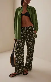 [Matteau] Drawstring Silk Straight-Leg Pants