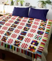 Multi color Scrap patchwork FINISHED QUILT - Queen size - Unique