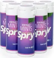 Spry Xylitol Berry Blast Mints Sugar Free Candy - Promote Oral Health, Increase Saliva Production, Stop Bad Breath, Non-GMO, Gluten-Free, 45 Count (Pack of 6)