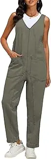 [luvamia] Jean Overalls for Women Sleeveless Denim Jumpsuit Casual Baggy Overall Jumpsuits Loose Fit Jumpers with Pockets