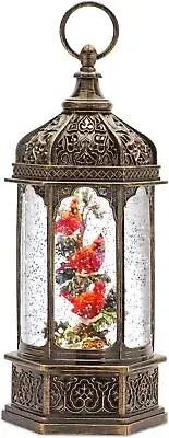 Melrose Modern Home Decorative Snow Globe with Cardinals 13" H Plastic 6 Hr Time