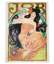 Vintage 1970s Alphonse Mucha Postcard - Art Nouveau Lady JOB 1910s French