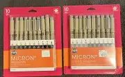 SAKURA OF AMERICA 50059 & 50146 PIGMA MICRON BLACK PEN SET - 20 Total