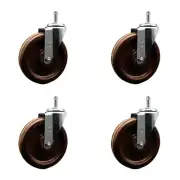 6 Inch High Temp Phenolic Wheel Swivel 7/16 Inch Grip Ring Stem Caster Set SCC