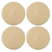 4pc Maine & Crawford Andrea 35cm Cotton Round Placemat Table Pad/Mat Natural