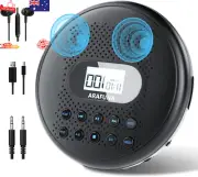 Portable CD Player Walkman Black w/ Speakers USB AUX Anti-Skip Rechargeable Car