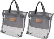 [WOFASHPURET] 2pcs Mesh Toiletry Tote Bags Lightweight Travel Shower Basket Portable Outdoor Beach Bags for Cosmetics Storage Quick Dry Durable Mesh