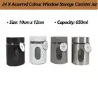 24 X Stainless Steel Window Storage Canister Spice Herb Salt Condiment Container