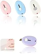 Honwor Magnetic Keychain Blade Mini Box Cutter Set – Retractable, Safe, & Stylish for Car, Office, & Home Use – 4pcs (Pink, White, Purple, Blue)