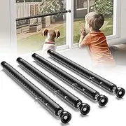Sliding Door Security Bar,Window Security Lock Bars Adjustable,17-50 Inches Window Stopper with Rubber Base for Patio Sliding Glass Door/Window/Child Safety/Burglar Proof (Black - 4 Pack)