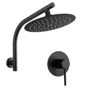 ACA WELS WATERMARK Round 10'' Ultrathin Stainless Steel Rainfall Shower Head Set Gooseneck Wall Arm Mixer Tap Black