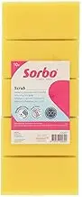 Sorbo Scouring Pads - Set of 10 with Handle - 14 x 7 x 4.5 cm - Green Scouring Surface - Viscose Cleaning Sponges - Ergonomic & Durable - for Kitchen, Bathroom & Household