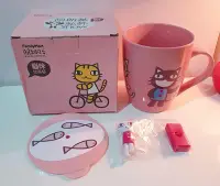 在飛比找Yahoo!奇摩拍賣優惠-全家 絕版品 阿朗基 粉紅色貓咪找茶杯+杯蓋 特價＄170元