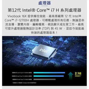 ASUS 華碩 VivoBook 16〈藍〉i7-12700H/16吋筆電 商用筆電 輕薄筆電 文書筆電｜iStyle