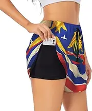 [WURTON] Arizona Flag-Standard Print Exercise Gym Workout Shorts Women's Athletic Shorts Dual-Layered Yoga Running Shorts