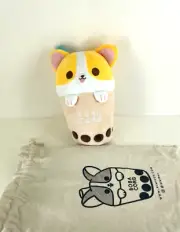 Corgi Dog Boba Tea Plush Toy 9” Boba Corg With Bag
