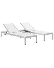 Modway Shore 3pc Outdoor Patio Aluminum Chaise Lounge Set