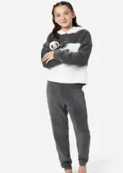 NWT 16 18 JUSTICE panda bear TOY pajamas sherpa costume christmas winter holiday