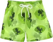 [RPLIFE] Swim Clothes for Boys, Anti Chafe Swim Trunks for Boys 2 T, Frog Green Leaf