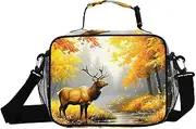 Autumn Moose Forest Insulated Lunch Box for Women Men - Ideal for Work, Picnics - Includes Adjustable Shoulder Strap