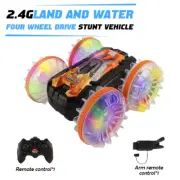 New LED Amphibious RC Car Dual Remote Control Waterproof Stunt Car Double Side F