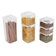 6PC Clear Food Storage Containers Set for Kitchen Pantry Organization with Lids