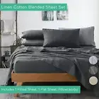Linen Cotton Blended Sheet Sets Queen King Single Flat,Fitted Sheet Pillowcase