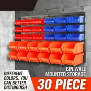 30Pc Parts Storage Bins Wall Mounted Tool Organiser Board Tray Rack Workshop Box