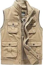 [AKTQL88] Men's Vest Multi-Pocket Gilet Outdoor Sports Vest Spring and Autumn Sleeveless Jacket for Mountaineering Hiking