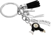 FELTECHELECTR Hairdresser Keychain with Tassel Stylish Scissor and Comb Pendant for Bags and Keys for Hair Stylists Barbers and Cosmetologists Decorative Accessory