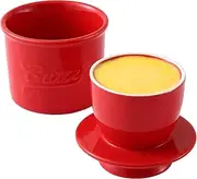 French Butter Crock with Lid, Spreadable Butter on Demand, Ceramic Keeper for Countertop Storage , Includes Lid, Red