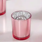 GGP 40 Pack Rose Gold Pink Votive Tealight Candle Holders Valentines Day Mercury Wedding Decor Glass Candlestick Party Decorations Bridal Baby Shower Event