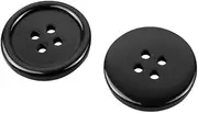 15pcs 30mm Black 4 Holes Large Round Resin Sewing Buttons (Black-30mm-15Pack)