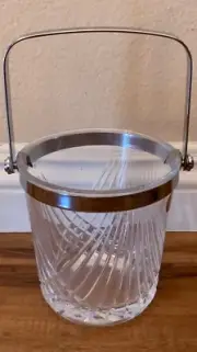 Barware Crystal Ice Bucket Small Cristal D’Arques New Vintage Silver Handle