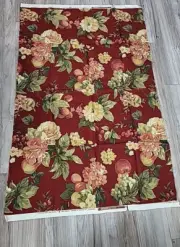 Waverly BRAMASOLE Dark Red Floral Fruit Jacquard Upholstery Decor Fabric 35Lx56W