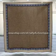18 Momme Sand Wash Heavy Twill Silk Wrap Shawl Geometric Print Scarf 35" Beige