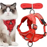 Harness for Cat, Cat Harness and Lead, Breathable Cat Vest Harness, Cat Harness and Lead Set for Walks with Kittens and Puppies, Escape Proof Kitten Harness, Reflective