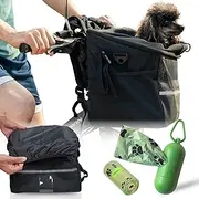 Dog Bike Basket - Front Bike Basket for Dogs and Cats with Poop Bag Dispenser - Ideal for Pets up to 10 lbs - Safe and Comfortable Bike Dog Carrier