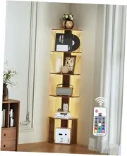 6 Tier Corner Shelf with Adjustable LED Light Corner Shelf Stand 62.8in High