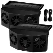 2 Pack Solar Powered Car Exhaust Fan 3 Fans Car Window 4500 RPM Air Vent Radi...