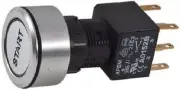 Apem ILLUMINATED PUSH BUTTON SWITCH 6A Momentary DPDT, 24V LED Start BLUE