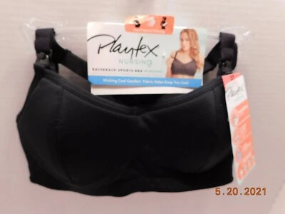 Playtex Nursing RacerBack Sports ComfortFlex Bra Wirefree XS Black US3010 NWT