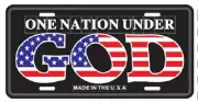 One Nation Under GOD License Plate Wall Sign Tag Man Cave Auto Truck MADE IN USA