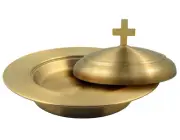 1 Stackable Communion Bread Plate Set | Stainless Steel – Matte Gold Finish