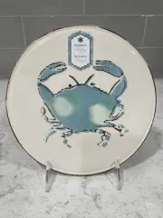 CRAB Papart Ceramic Sealife Turquoise Brown Trim Trivet Hot Plate Turkey 8" NEW