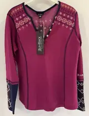 NWT Sundance Catalog Alp N Rock Magenta Navy “Kason Embroidered Henley” XS $198